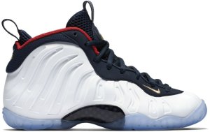 Nike  Air Foamposite One Olympic (GS) Obsidian/University Red-Metallic Gold-White (644791-403)