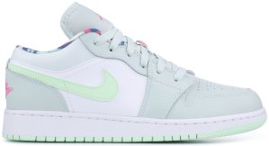 Jordan 1 Low Barely Grey Frosted Spruce (GS) Barely Grey/White-Laser Fuchsia-Frosted Spruce (554723-051)