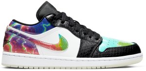 Jordan 1 Low Galaxy Black/Multi Color White (CW7309-090)