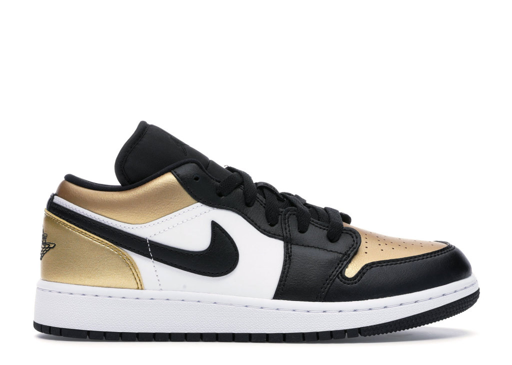 Jordan 1 Low Gold Toe (GS) Metallic Gold/Black-White (CQ9487-700)