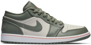 Jordan 1 Low Military Green White/Hyper Crimson-Light Bone-Vintage Lichen (553558-121)