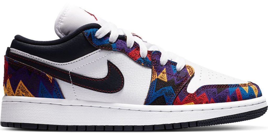 Jordan 1 Low Nothing But Net (GS) White/Dark Obsidian-Team Red (CZ8657-100)