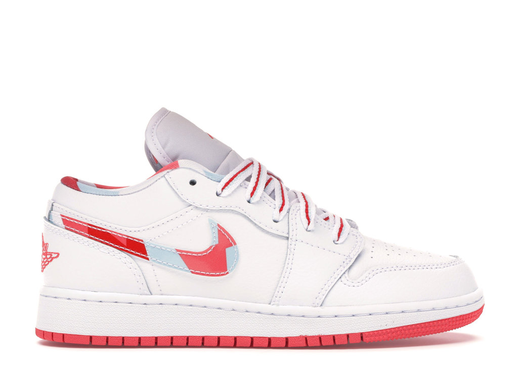 Jordan 1 Low Topaz Mist (GS) White/Ember Glow-Topaz Mist-University Red (554723-104)