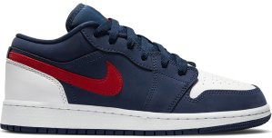 Jordan 1 Low USA (GS) Midnight Navy/White-University Red (CV9844-400)