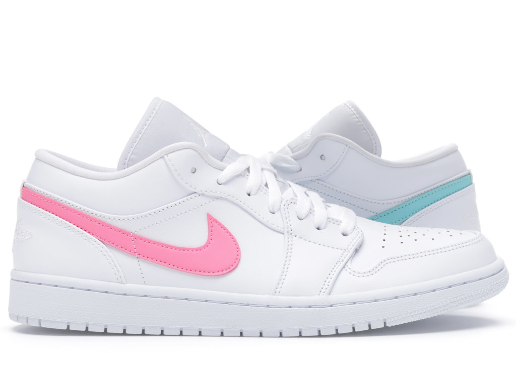 Jordan 1 Low White Multi-Color Swoosh White/Multi-Color-Light Aqua (CW7033-100)