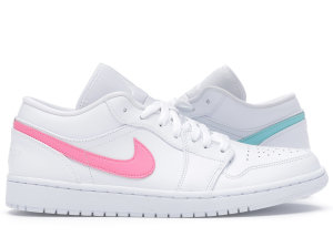 Jordan 1 Low White Multi-Color Swoosh White/Multi-Color-Light Aqua (CW7033-100)