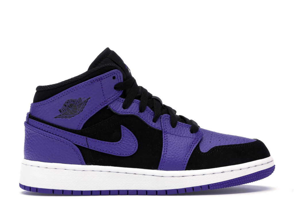 Jordan 1 Mid Black Dark Concord (GS) Black/Dark Concord-White (554725-051)