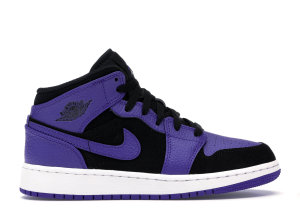 Jordan 1 Mid Black Dark Concord (GS) Black/Dark Concord-White (554725-051)