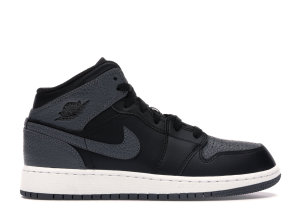 Jordan 1 Mid Black Dark Grey (GS) Black/Dark Grey-Summit White (554725-041)