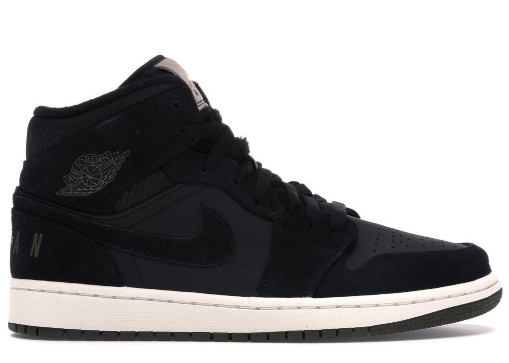 Jordan 1 Mid Black Olive Canvas Black/Olive Canvas-Sail-Cone (BQ6579-001)