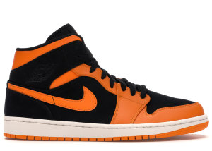 Jordan 1 Mid Black Orange Peel Black/Orange Peel-Sail (554724-081)