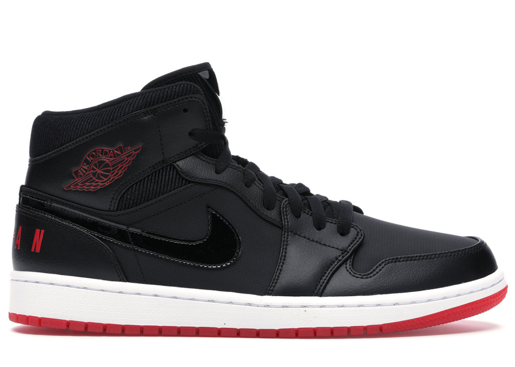 Jordan 1 Mid Black University Red Black/University Red-White (BQ6578-001)