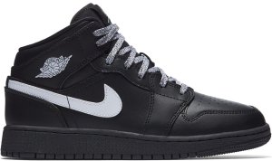 Jordan 1 Mid Black White Speckle (GS) Black/White-Black (554725-049)