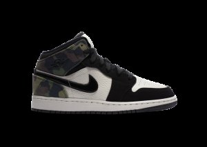 Jordan 1 Mid Camo (GS) Light Bone/Black (CW5550-001)