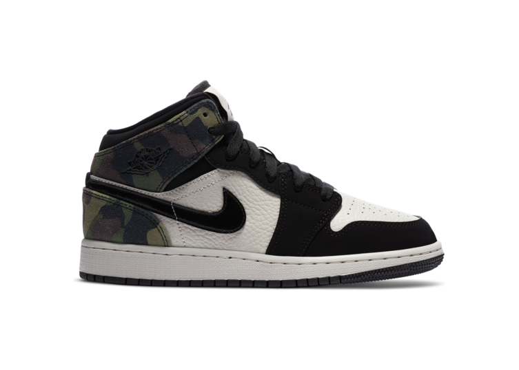 Jordan 1 Mid Camo (GS) Light Bone/Black (CW5550-001)