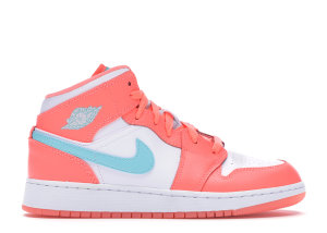 Jordan 1 Mid Crimson Pulse (GS) Crimson Pulse/Light Aqua-White (555112-814)
