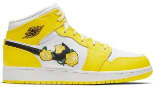 Jordan 1 Mid Dynamic Yellow Floral (GS) Dynamic Yellow/Black-White (AV5174-700)