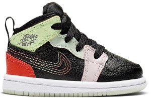 Jordan 1 Mid Glow-In-The-Dark (TD) Black/Ember Glow-Barely Volt-Light Soft Pink-Jade Aura (AV5172-076)