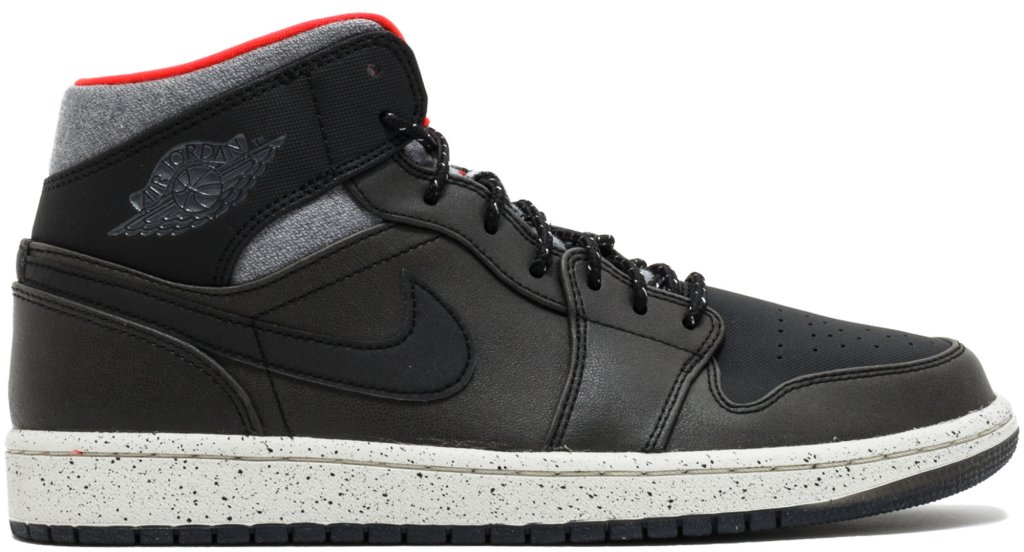 Jordan 1 Mid Holiday (2015) Black/Dark Grey-Light Bone-Infrared 23 (811124-035)