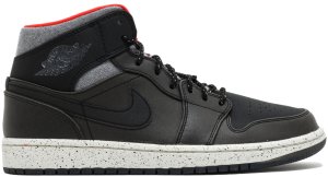 Jordan 1 Mid Holiday (2015) Black/Dark Grey-Light Bone-Infrared 23 (811124-035)