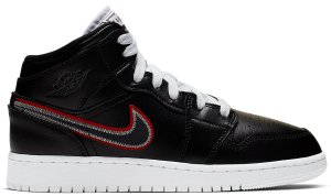 Jordan 1 Mid Maybe I Destroyed The Game (GS) Black/Black-White-Gym Red (BQ6931-016)