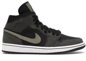 Jordan 1 Mid Military Olive (W) Black/Olive Canvas-Bone (BQ6472-030)