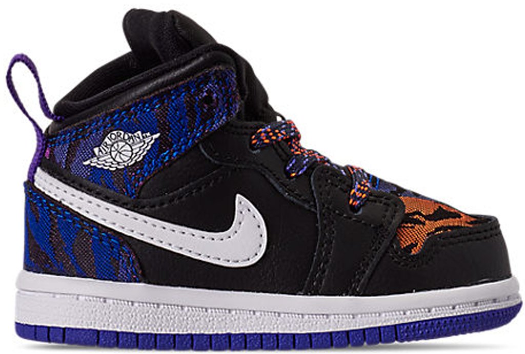 Jordan 1 Mid Multi-Color Tiger Stripe (TD) Black/White-Rush Violet-Black (AV5172-005)
