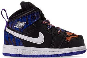 Jordan 1 Mid Multi-Color Tiger Stripe (TD) Black/White-Rush Violet-Black (AV5172-005)