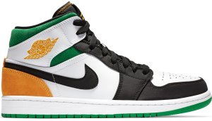 Jordan 1 Mid Oakland White/Black-Green-Yellow (852542-101)