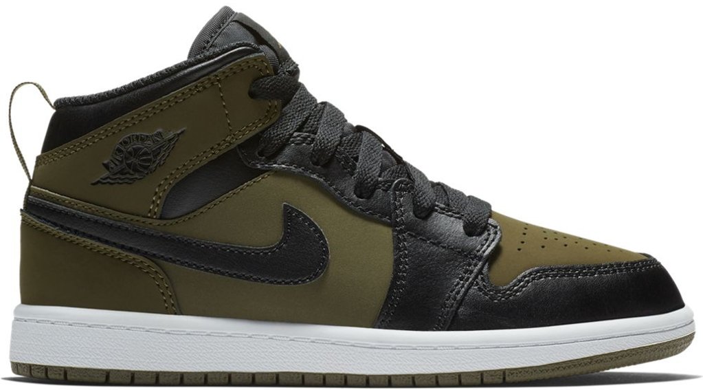 Jordan 1 Mid Olive Canvas (PS) Olive Canvas/Black-White (640734-301)