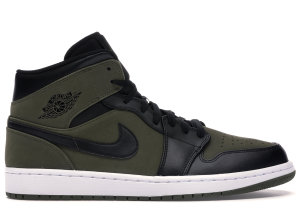 Jordan 1 Mid Olive Canvas Olive Canvas/Black-White (554724-301)