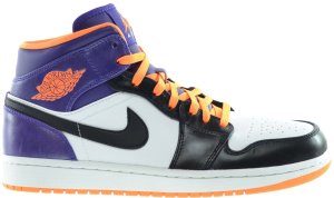 Jordan 1 Mid Phoenix Suns White/Bright Citrus-Court Purple-Black (554724-117)