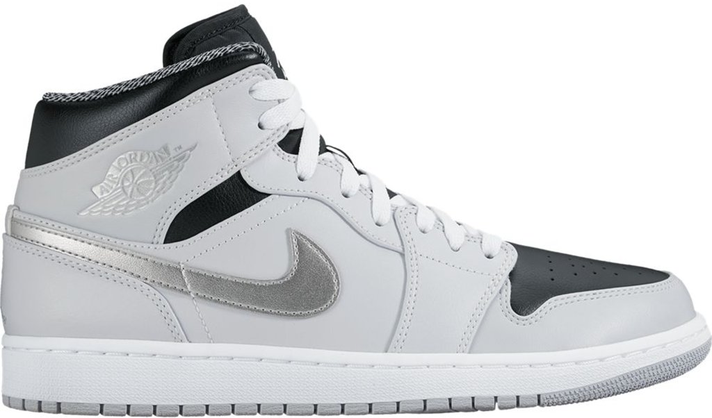 Jordan 1 Mid Pure Platinum Metallic Silver Pure Platinum/White-Metallic Silver-Black (554724-032)