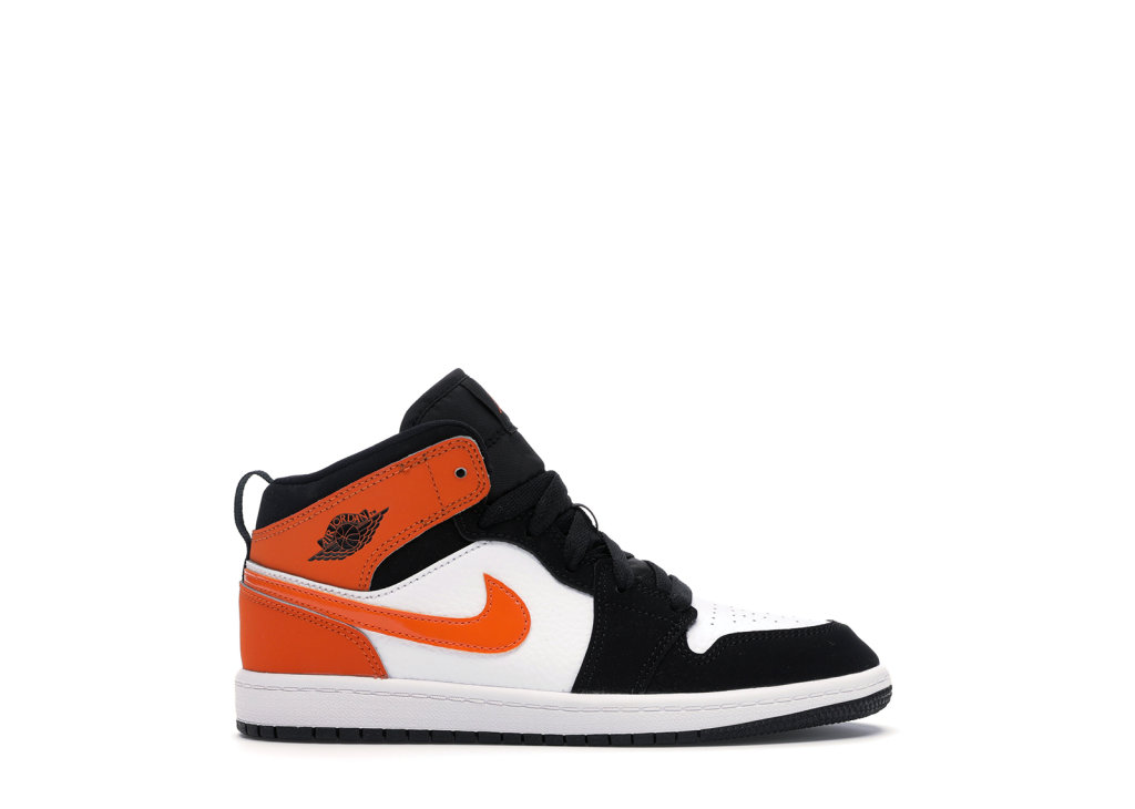 Jordan 1 Mid Shattered Backboard (PS) Black/Starfish-Starfish-White (640734-058)