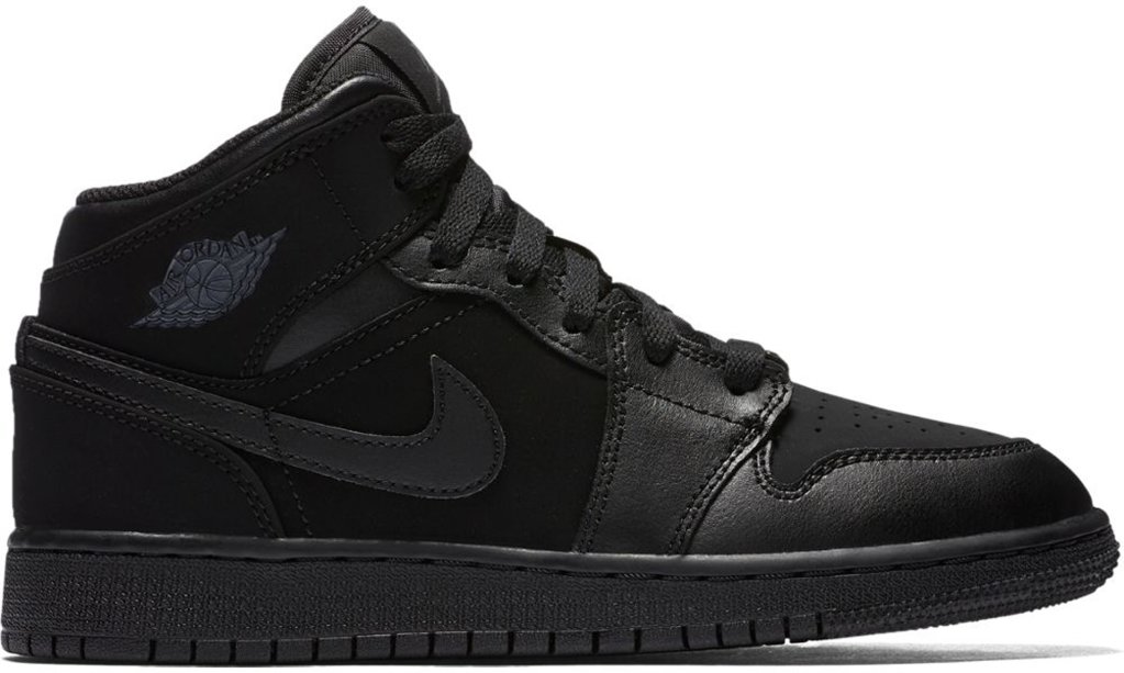 Jordan 1 Mid Triple Black 2016 (GS) Black/Dark Grey-Black (554725-050)