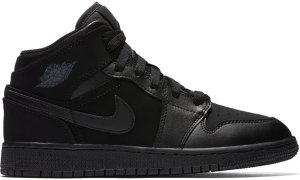 Jordan 1 Mid Triple Black 2016 (GS) Black/Dark Grey-Black (554725-050)