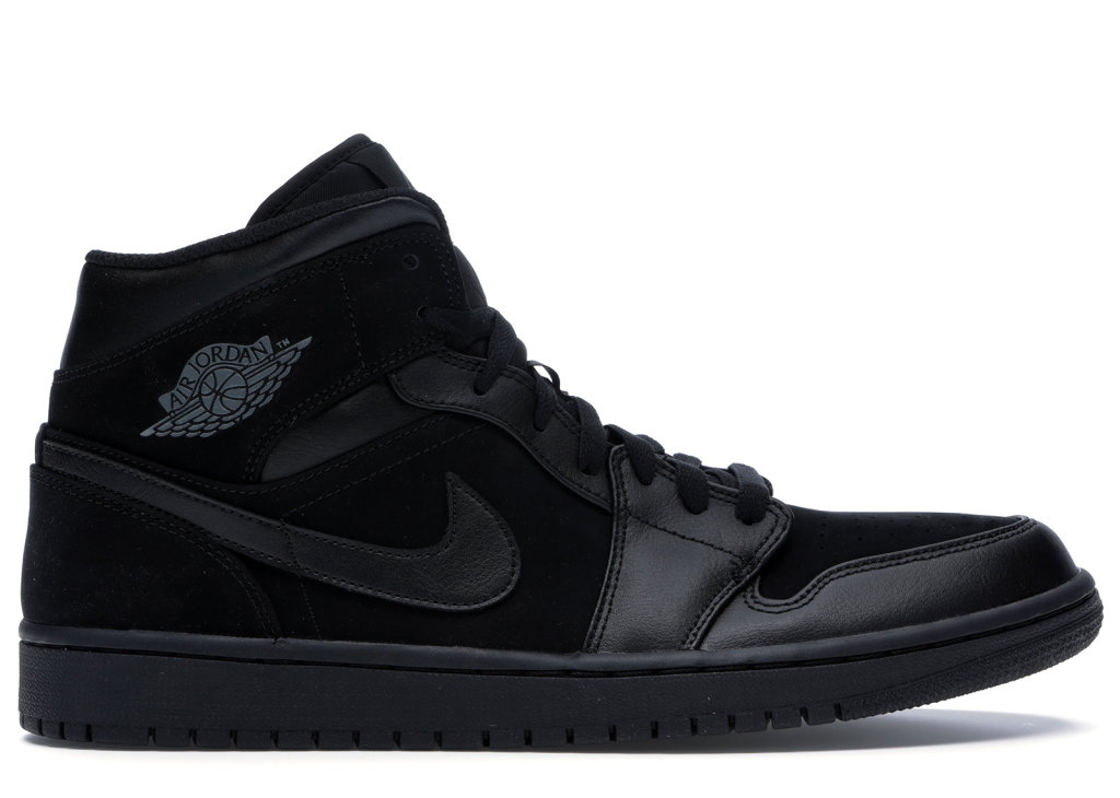 Jordan 1 Mid Triple Black (2018) Black/Dark Grey-Black (554724-050)