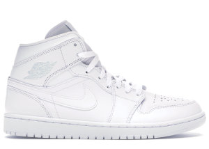 Jordan 1 Mid Triple White (2018) White/White-Pure Platinum (554724-109)