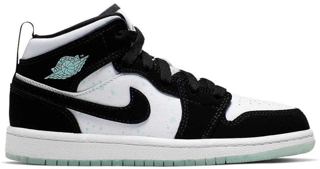 Jordan 1 Mid White Black Teal Tint (PS) White/Black-Teal Tint (BQ6932-103)