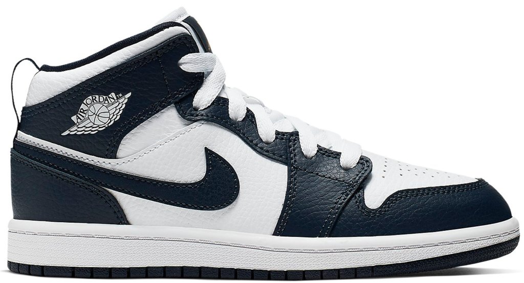 Jordan 1 Mid White Metallic Gold Obsidian (PS) White/Metallic Gold-Obsidian (640734-174)