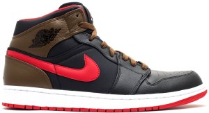 Jordan 1 Phat Black Red Olive Black/Gym Red-Light Olive-White (364770-040)