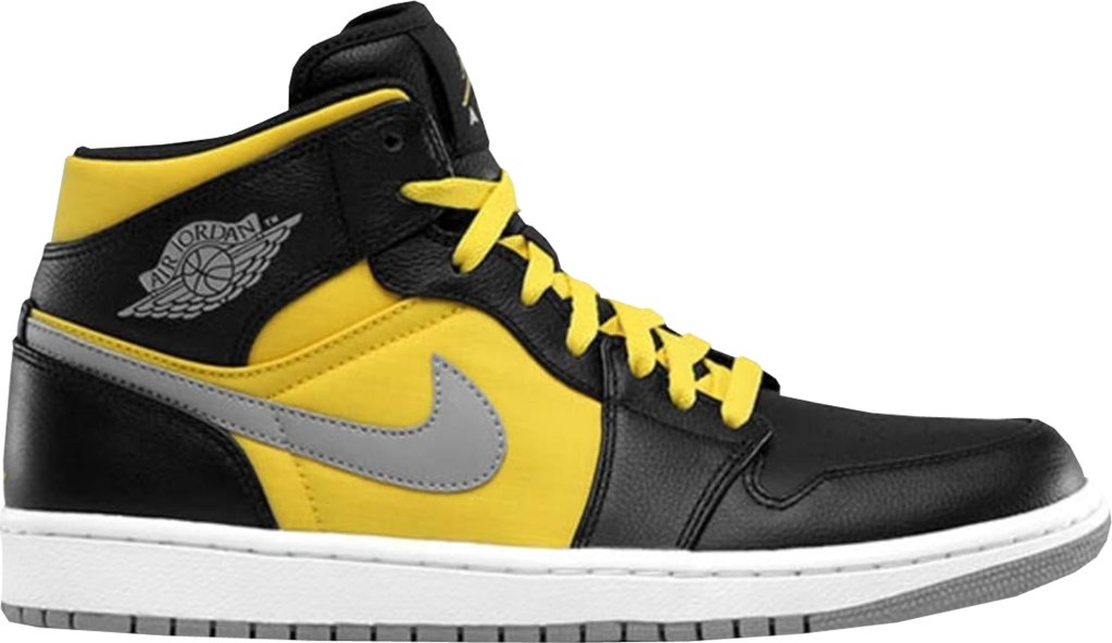 Jordan 1 Phat Mid Black Speed Yellow Black/Stealth-Speed Yellow-White (364770-050)