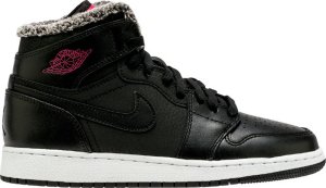 Jordan 1 Retro High Fleece Black Pink (GS) Black/Deadly Pink-White (332148-014)
