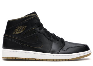Jordan 1 Retro Mid Black Metallic Gold Black/Black-Metallic Gold-White (554724-042)