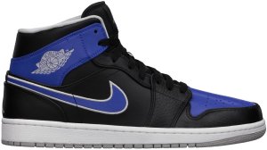 Jordan 1 Retro Mid Game Royal Black/Metallic Platinum-Game Royal (554724-007)