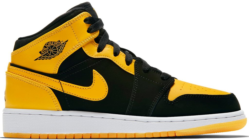 Jordan 1 Retro Mid New Love 2017 (GS) Black/Varsity Maize-White (554725-035)