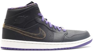 Jordan 1 Retro Mid Nouveau Black History Month (2014) Black/Metallic Gold-Court Purple (629151-009)