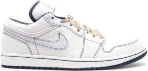 Jordan 1 Retro Phat Low Jeter Canvas Sail-Dark Obsidian-Light Chocolate-Gold (395669-102)