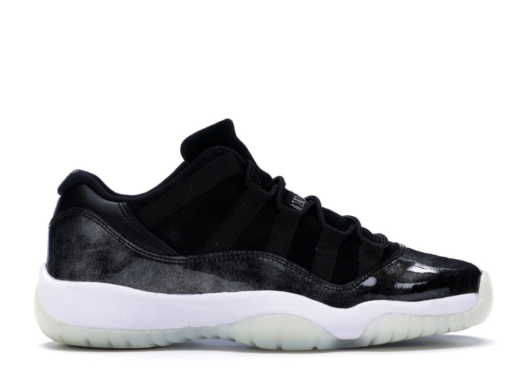 Jordan 11 Retro Low Barons (GS) Black/Metallic Silver-White (528896-010)