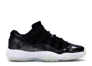 Jordan 11 Retro Low Barons (GS) Black/Metallic Silver-White (528896-010)